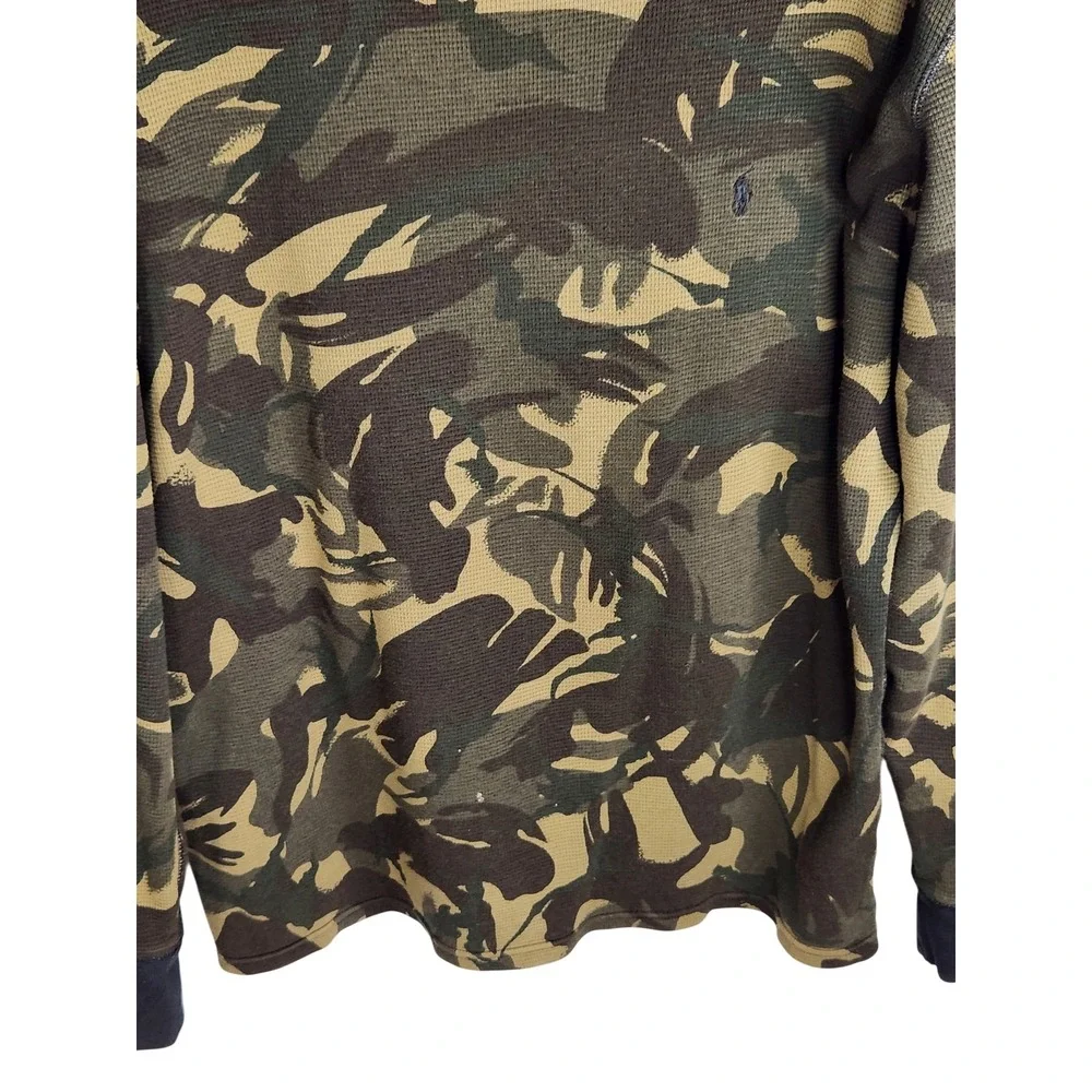 Polo Ralph Lauren Thermal Waffle Knit Camo Long Sleeve Shirt XL Green Camouflage